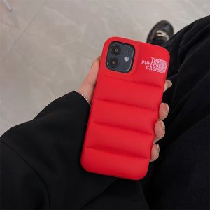 Silicone Puffer Back Cover For Apple iPhone Series - iPhone 13 Pro, Red