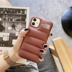 Silicone Puffer Back Cover For Apple iPhone Series - iPhone 11 Pro Max, Brown