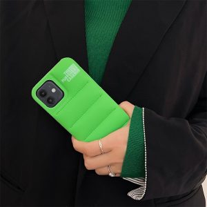 Silicone Puffer Back Cover For Apple iPhone Series - iPhone X/XS, Green