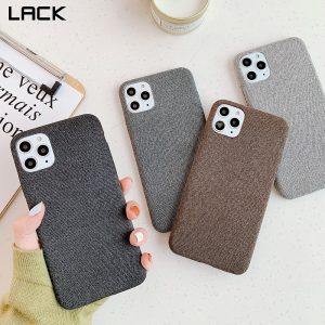 Cotton Linen Cloth Fabrics Soft Back Case Cover For Apple iPhone Series - iPhone 12 Pro Max, Black