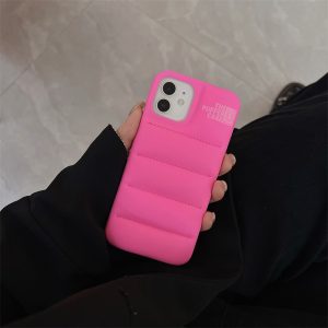 Silicone Puffer Back Cover For Apple iPhone Series - iPhone 14, Pink