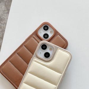 Puffer Fashion Silicon Case For Apple iPhone Series - iPhone 12, Brown