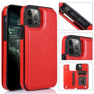 Retro Wallet Case for Apple - iPhone 15 Plus, Red