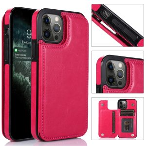 Retro Wallet Case for Apple - iPhone 15 Pro, Rose Red