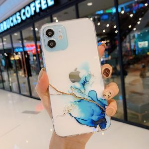 Watercolour Transparent Silicone Case for Apple iPhone Series - iPhone 11 Pro, Blue
