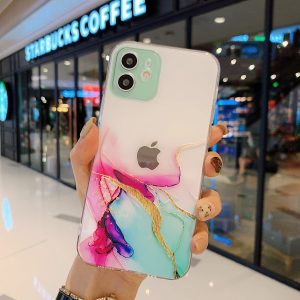 Watercolour Transparent Silicone Case for Apple iPhone Series - iPhone 12 Pro Max, Green
