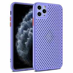 Camera Protection Mesh Silicone Back Case for Apple iPhone Series - iPhone 12 Pro, Lavender Grey