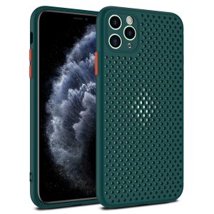 Camera Protection Mesh Silicone Back Case for Apple iPhone Series - iPhone 11 Pro Max, Dark Green