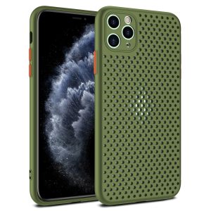 Camera Protection Mesh Silicone Back Case for Apple iPhone Series - iPhone 12 Pro Max, Grass Green