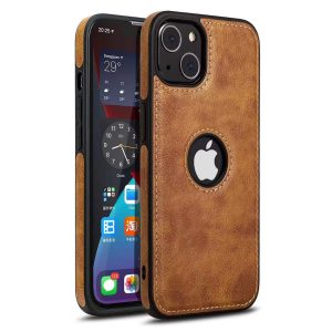 Leather Logo Cut Case for Apple - iPhone 15 Pro, Brown