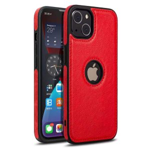 Leather Logo Cut Case for Apple - iPhone 14 Pro Max, Red
