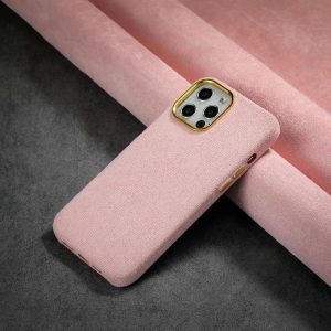 Premium Fabric Case For Apple iPhone Series - iPhone 12/12 Pro, Pink