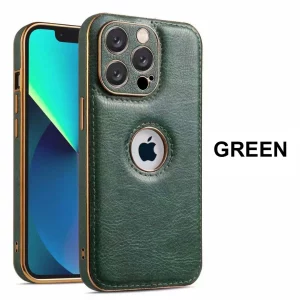 Electroplated Leather Case For Apple - iPhone 13 Pro, Green