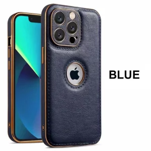 Electroplated Leather Case For Apple - iPhone 14 Pro Max, Blue
