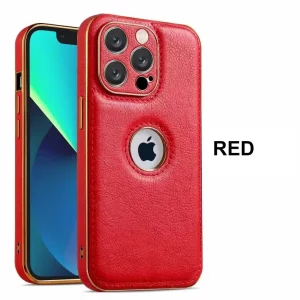 Electroplated Leather Case For Apple - iPhone 12 Pro, Red