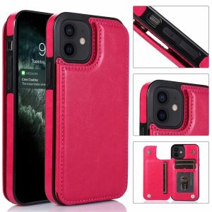 Retro Wallet Case for Apple - iPhone 14, Rose Red