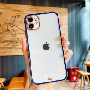 Luxury Square Silicone Electroplated Cover for Apple iPhone - iPhone 13 Mini, Blue