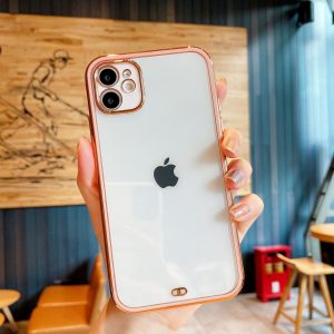 Luxury Square Silicone Electroplated Cover for Apple iPhone - iPhone 13 Mini, Pink