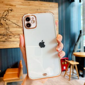 Luxury Square Silicone Electroplated Cover for Apple iPhone - iPhone 12 Pro, White
